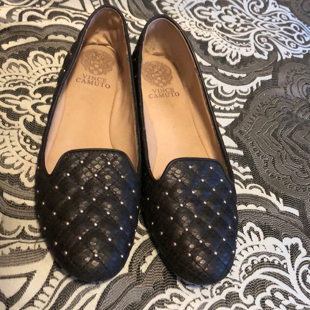 Vince Camuto Black Leather Ballet Flats